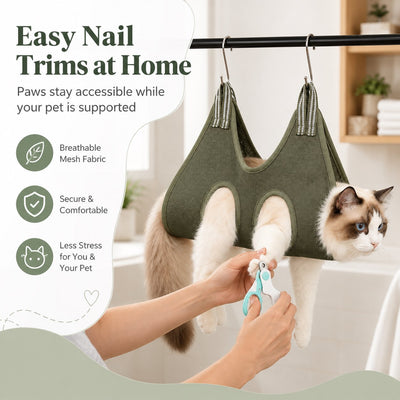 Malloren Pet Grooming Sling Bag for Cats & Small Dogs - Easier Nail Trims, Paw Care & Bath Time at Home