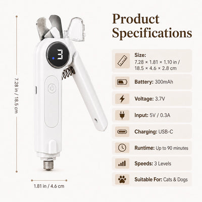 Malloren 2-in-1 Pet Electric Nail Clipper & Grinder with LED Light