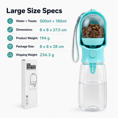 Malloren Portable 2-in-1 Pet Water & Food Bottle – Keep Dogs Hydrated & Fed on Walks, Hiking, or Travel