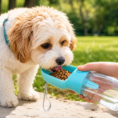 Malloren Portable 2-in-1 Pet Water & Food Bottle – Keep Dogs Hydrated & Fed on Walks, Hiking, or Travel