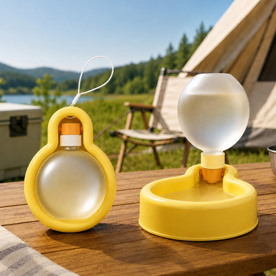 Malloren Portable Pet Water Bottle for Dogs & Cats – 500ml Gravity Water Dispenser Bowl for Camping, Walks & Outdoor Travel