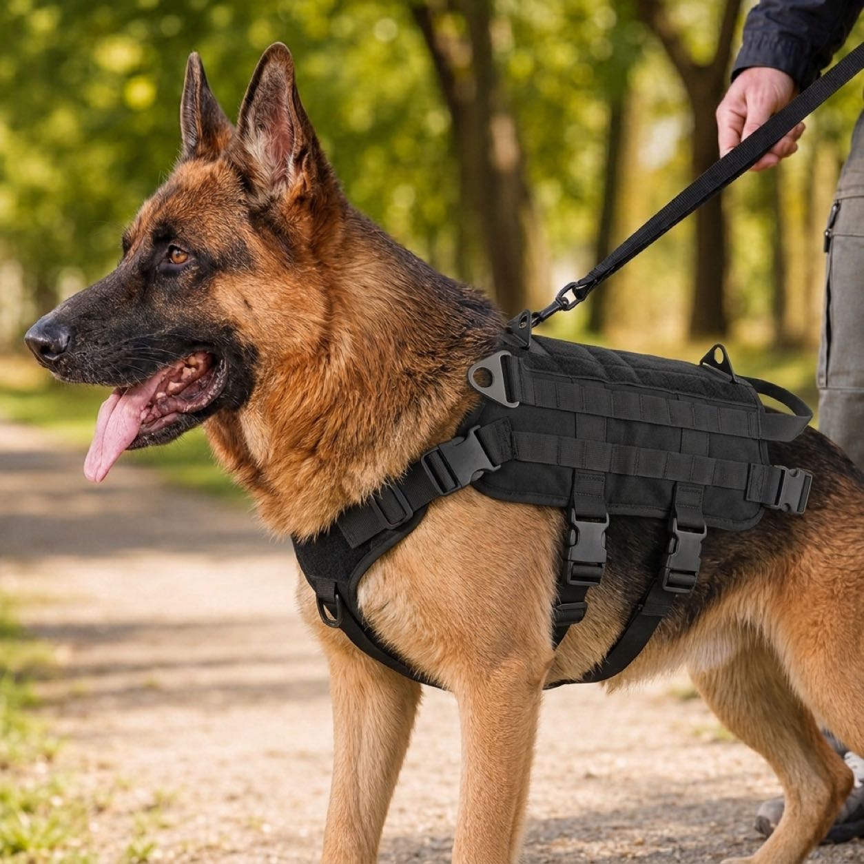 Malloren Tactical Dog Backpack Harness for Hiking & Daily Walks - Detachable Pouches for Gear & Better Control