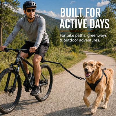 Malloren Hands-Free Dog Bike Leash with Shock-Absorbing Bungee – Bike-Mounted Side Arm for Controlled Side-by-Side Runs