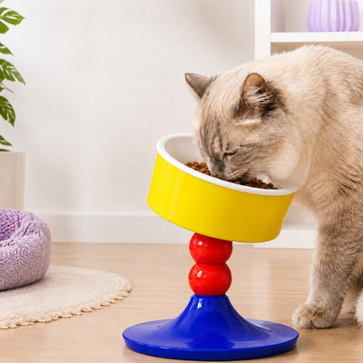 Malloren Adjustable Elevated Pet Bowl for Cats & Small Dogs - 3 Height Modes for Comfortable Feeding
