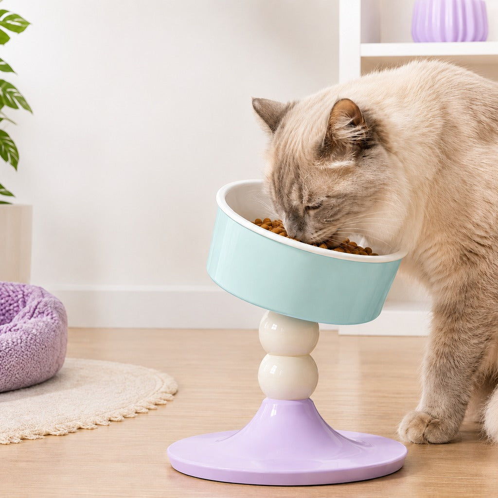 Malloren Adjustable Elevated Pet Bowl for Cats & Small Dogs - 3 Height Modes for Comfortable Feeding