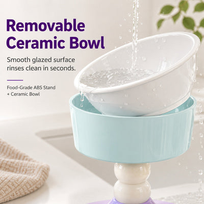 Malloren Adjustable Elevated Pet Bowl for Cats & Small Dogs - 3 Height Modes for Comfortable Feeding