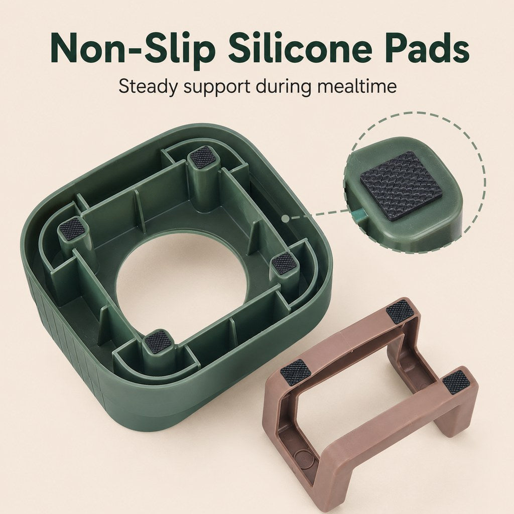 Malloren Adjustable Elevated Slow Feeder Pet Bowl for Cats & Small Dogs - Less Mess, Slower Meals & Easy Cleaning