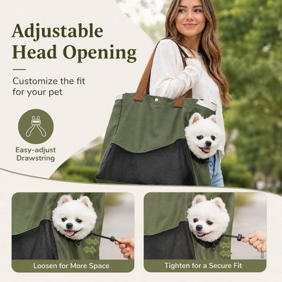 Malloren Pet Carrier Tote Bag for Cats & Small Dogs - Breathable Shoulder Bag for Walks, Vet Visits & Errands