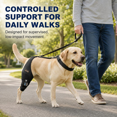 Malloren Adjustable Hinged Dog Knee Brace for Daily Walks - Rear Leg Support for Unsteady Steps