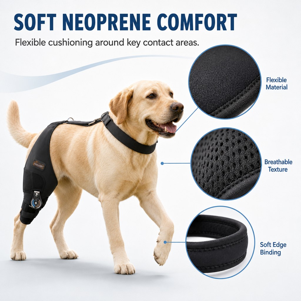 Malloren Adjustable Hinged Dog Knee Brace for Daily Walks - Rear Leg Support for Unsteady Steps