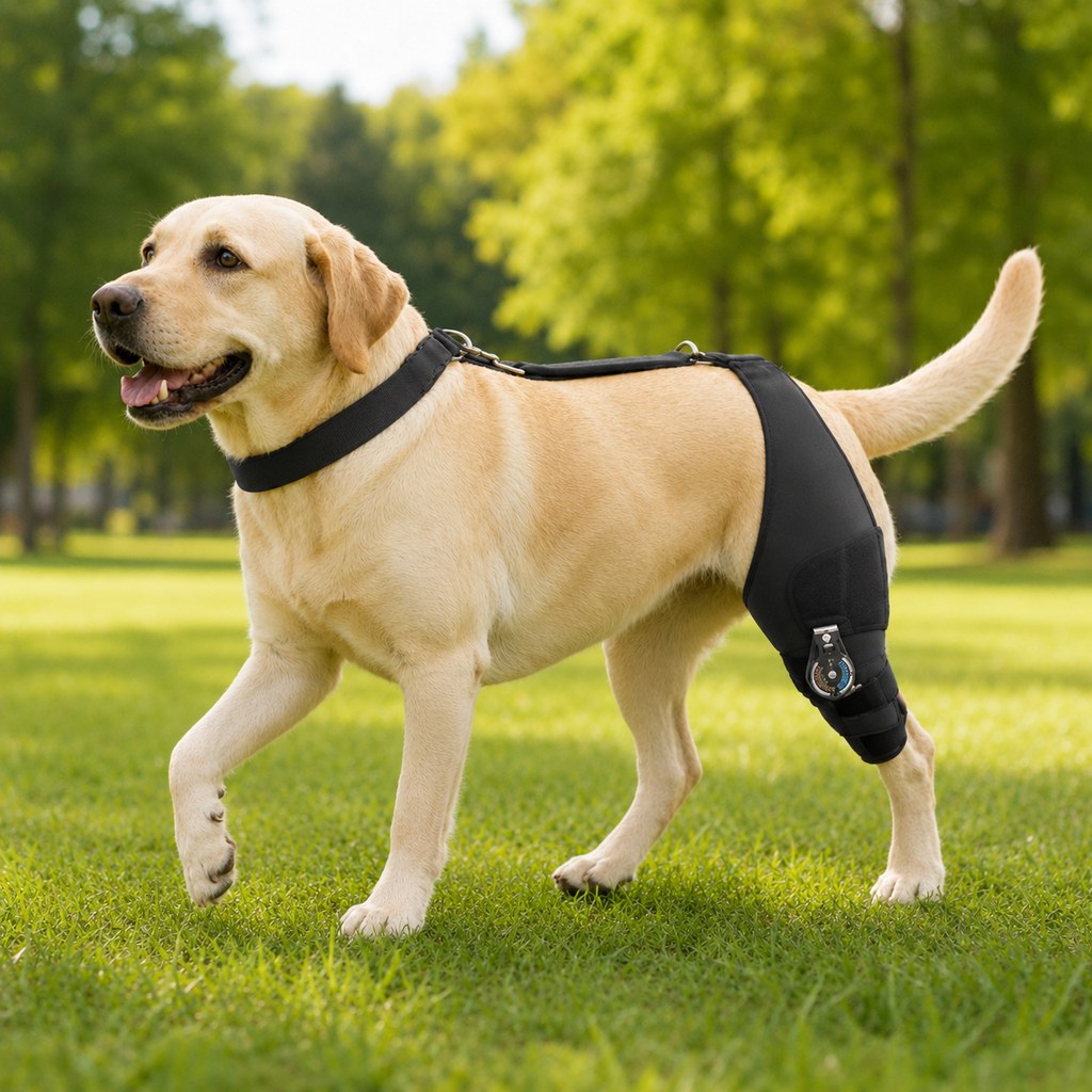 Malloren Adjustable Hinged Dog Knee Brace for Daily Walks - Rear Leg Support for Unsteady Steps