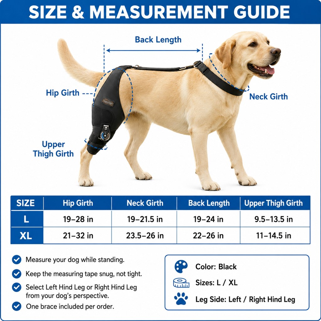 Malloren Adjustable Hinged Dog Knee Brace for Daily Walks - Rear Leg Support for Unsteady Steps