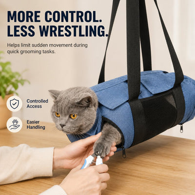 Malloren Cat Grooming Restraint Bag for Nail Trimming & Ear Cleaning – Easier Control for Wiggly Cats