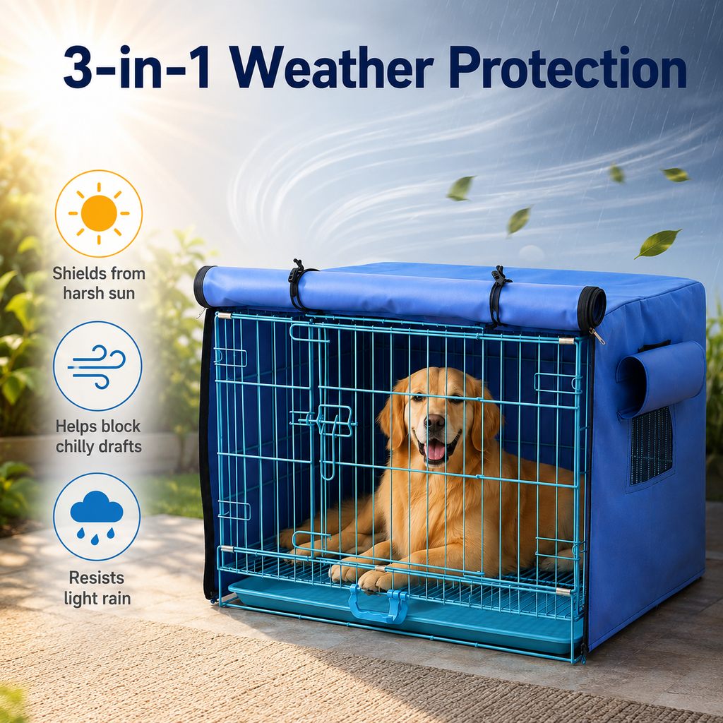 Malloren All-Weather Dog Crate Cover for Home, Patio & Camping - Privacy, Wind & Light Rain Protection