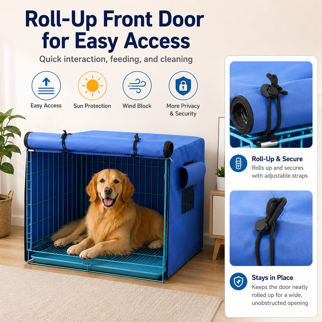 Malloren All-Weather Dog Crate Cover for Home, Patio & Camping - Privacy, Wind & Light Rain Protection