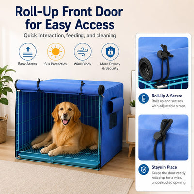 Malloren All-Weather Dog Crate Cover for Home, Patio & Camping - Privacy, Wind & Light Rain Protection