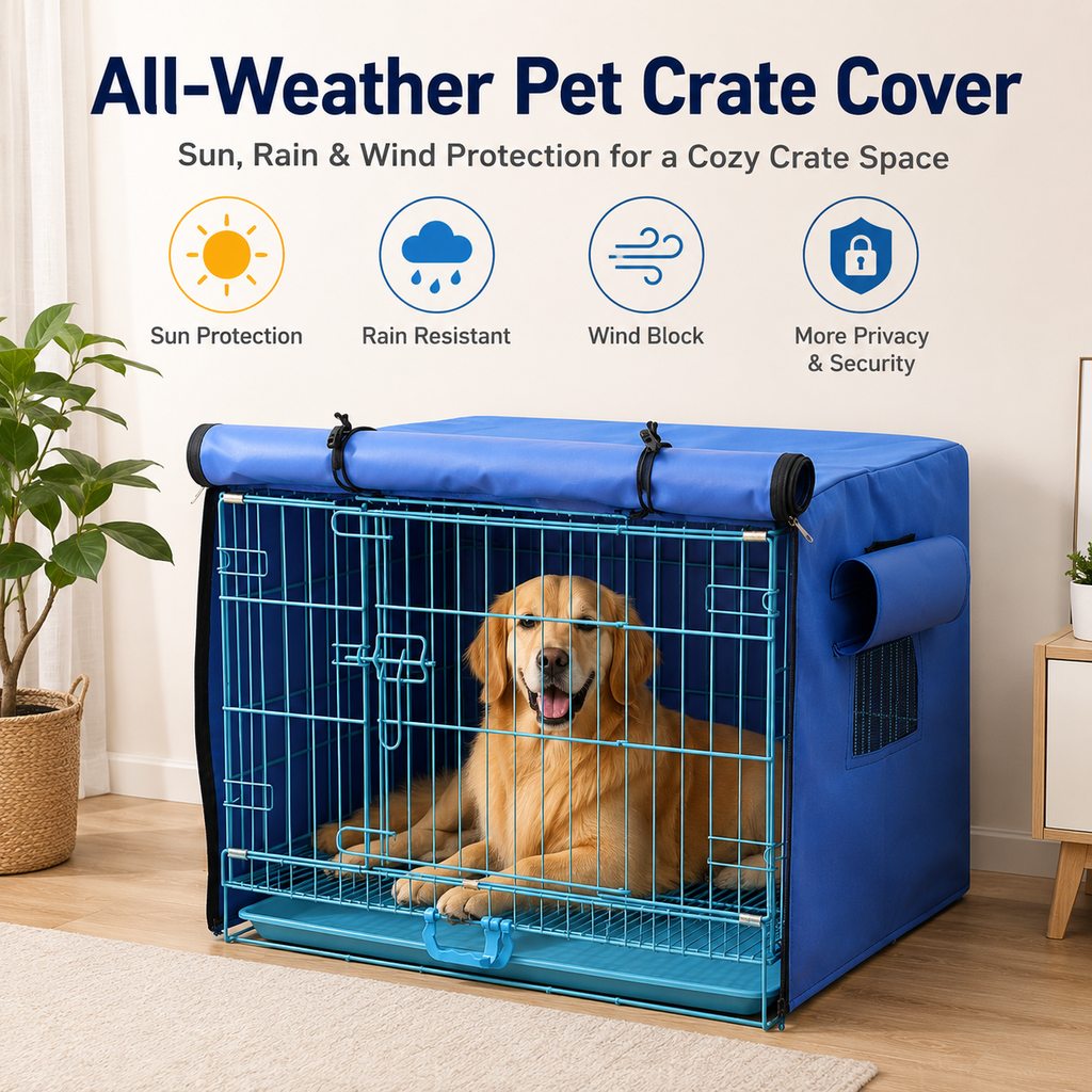 Malloren All-Weather Dog Crate Cover for Home, Patio & Camping - Privacy, Wind & Light Rain Protection
