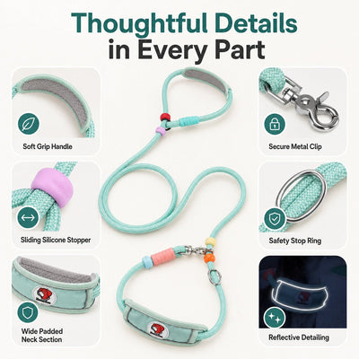 Malloren Anti-Choke Dog Leash for Everyday Walks - Padded Neck Protection & Better Control for Pullers