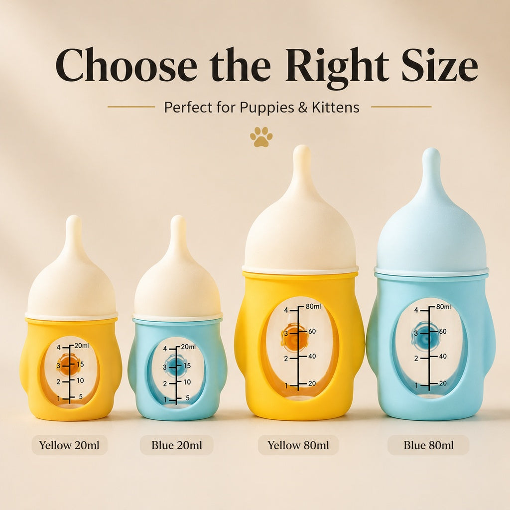 Malloren Newborn Puppy & Kitten Nursing Bottle – Anti-Choke Silicone Pet Feeder for Safe, Gentle Milk Feeding at Home