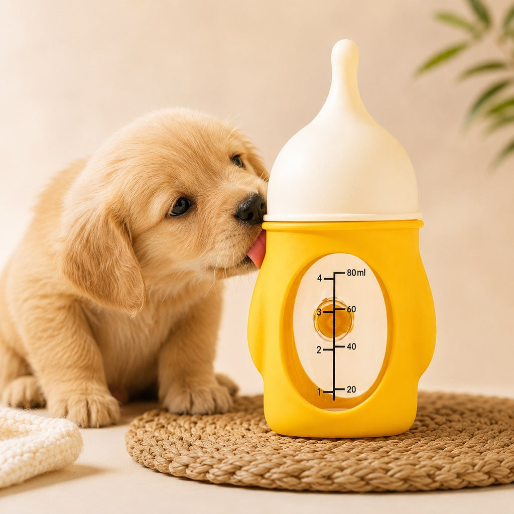 Malloren Newborn Puppy & Kitten Nursing Bottle – Anti-Choke Silicone Pet Feeder for Safe, Gentle Milk Feeding at Home
