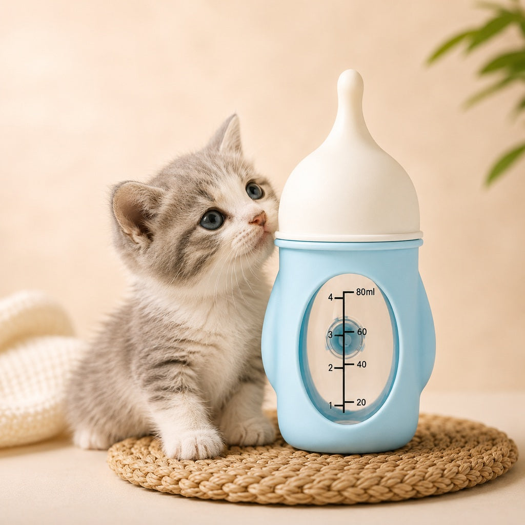 Malloren Newborn Puppy & Kitten Nursing Bottle – Anti-Choke Silicone Pet Feeder for Safe, Gentle Milk Feeding at Home