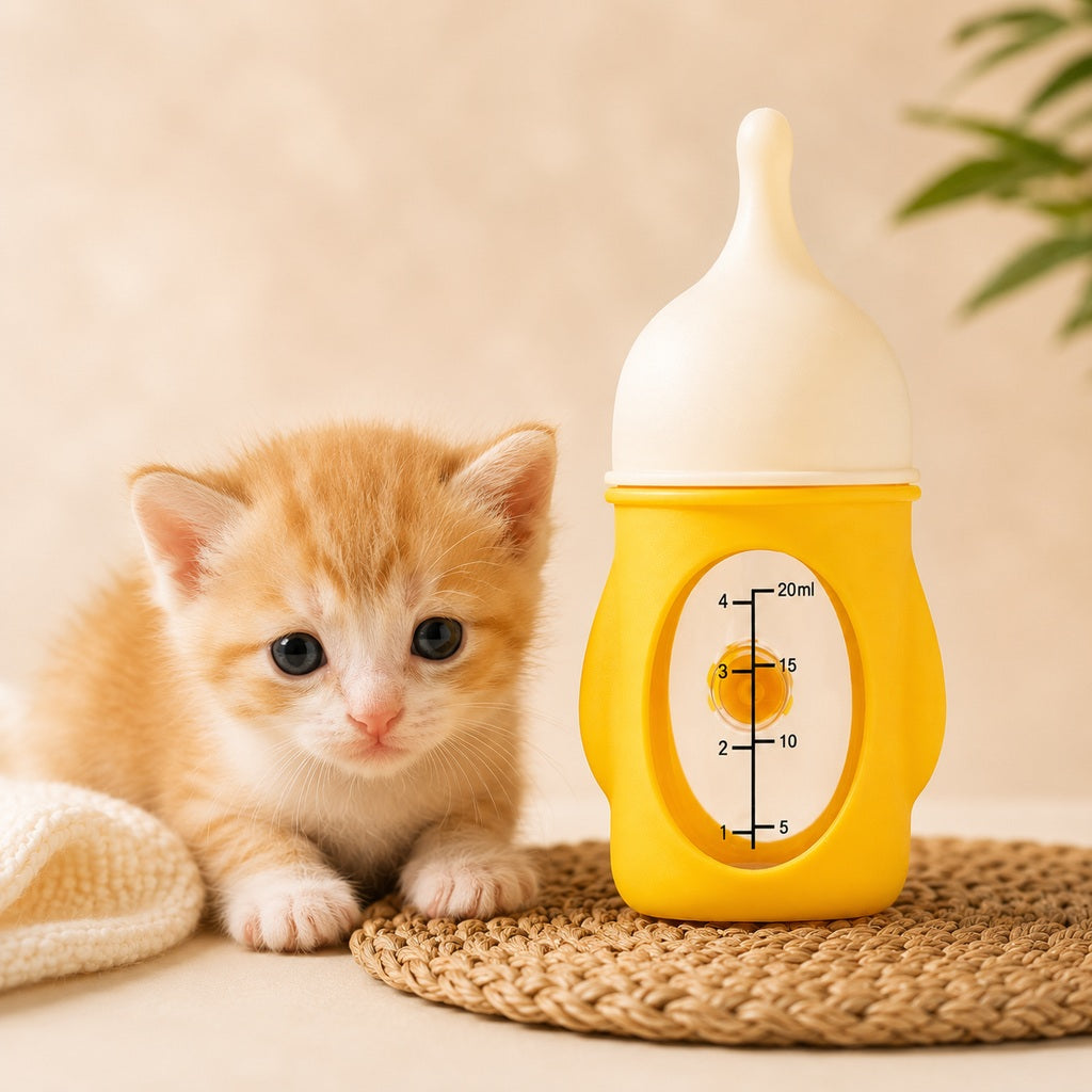Malloren Newborn Puppy & Kitten Nursing Bottle – Anti-Choke Silicone Pet Feeder for Safe, Gentle Milk Feeding at Home