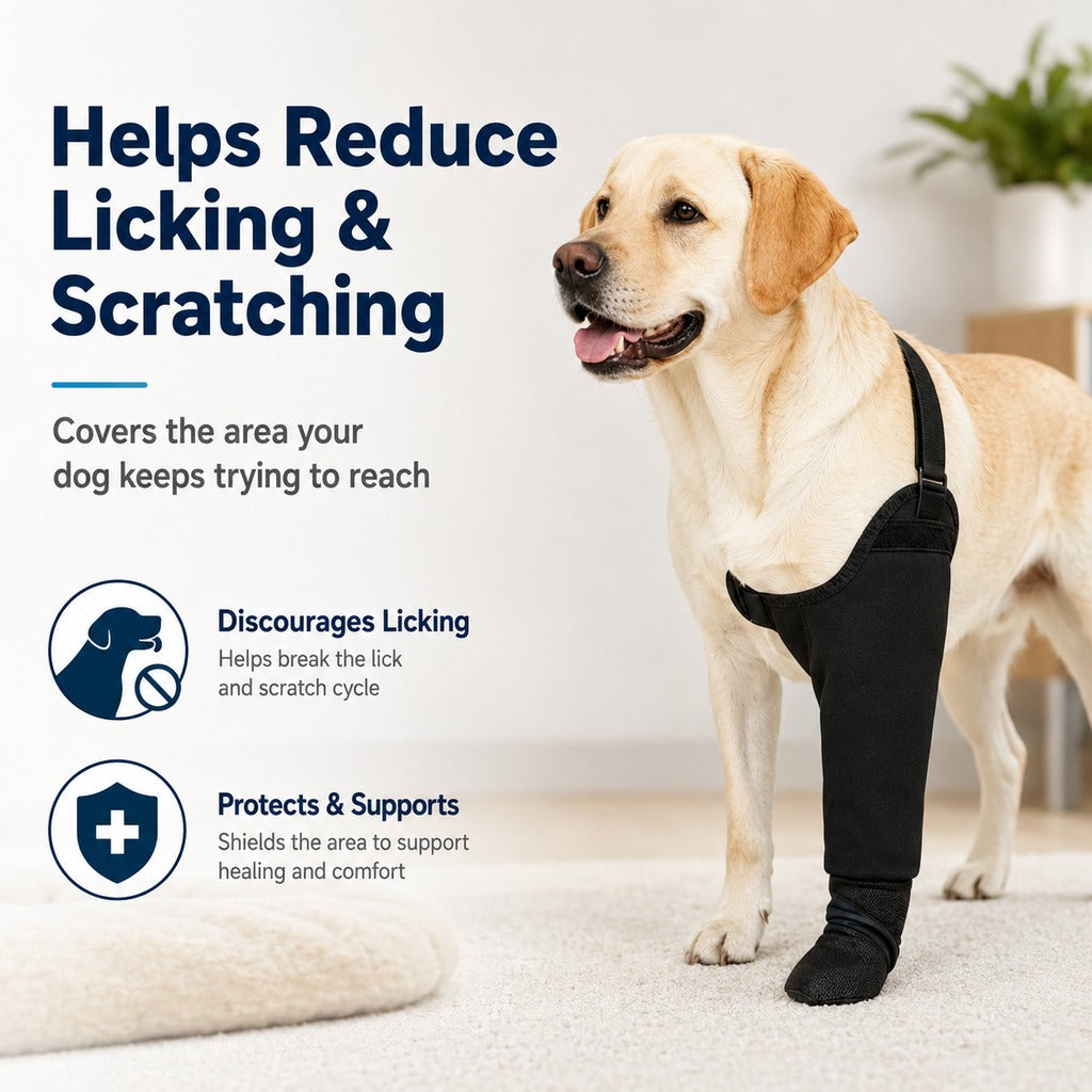 Malloren Dog Front Leg Protective Sleeve for Recovery & Walks - Helps Reduce Licking