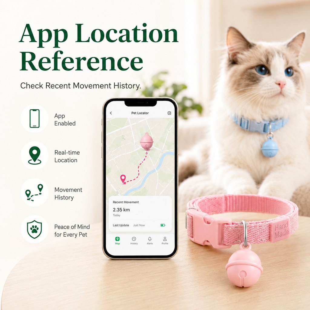 Malloren Smart Pet Tracker Bell Collar for Cats & Small Dogs - Find Hiding Pets Faster at Home, in the Yard & on Daily Walks