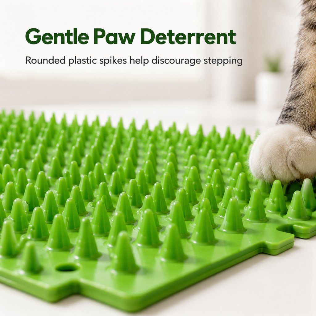 Malloren 2-Pack Green Cut-to-Fit Cat Deterrent Mat for Sofas, Plants & Balconies - Helps Protect Furniture from Scratching, Digging & Curious Paws