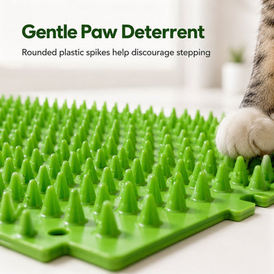 Malloren 2-Pack Green Cut-to-Fit Cat Deterrent Mat for Sofas, Plants & Balconies - Helps Protect Furniture from Scratching, Digging & Curious Paws