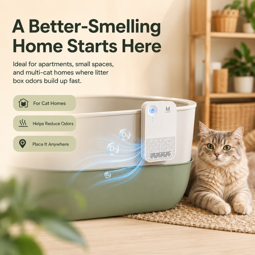 Malloren Smart Litter Box Odor Control Deodorizer for Cats - Cordless Auto-Sensing Pet Odor Purifier