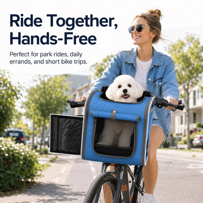 Malloren 4-in-1 Expandable Bike Pet Carrier Backpack for Cats &Small Dogs - Hands-Free Rides, Car Travel & Vet Trips with Extra Breathing Room
