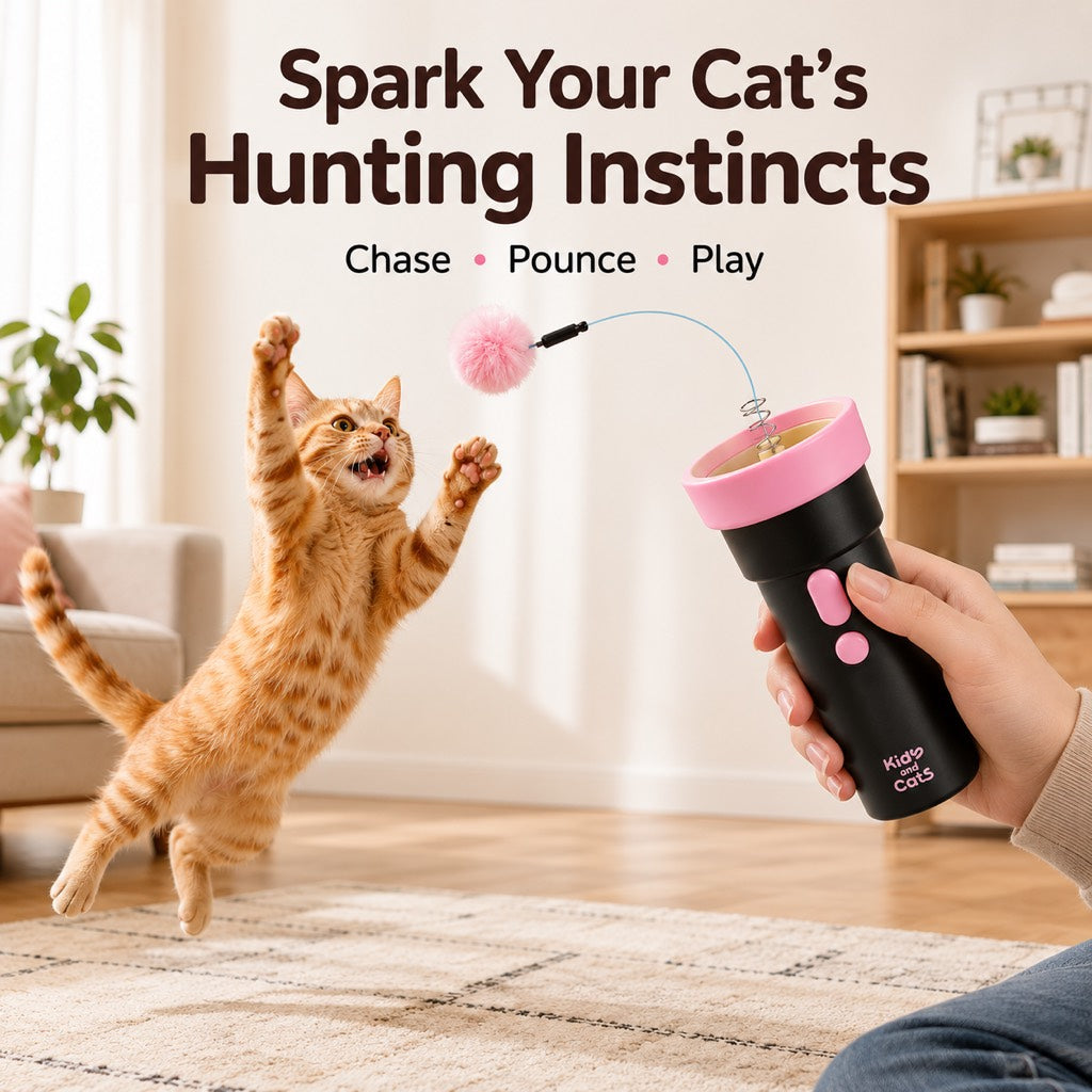 Malloren One-Click Electric Cat Teaser Launcher for Indoor Cats - Chase & Pounce Play Without Constant Wand Waving
