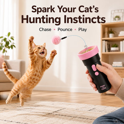 Malloren One-Click Electric Cat Teaser Launcher for Indoor Cats - Chase & Pounce Play Without Constant Wand Waving