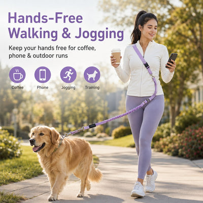 Malloren Hands-Free Shock-Absorbing Dog Leash for Running, Walking & Car Travel - Bungee Leash Helps Reduce Pulling