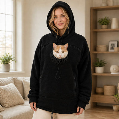 Malloren Hands-Free Pet Carrier Hoodie – Cozy Front Pouch for Cats & Small Dogs at Home & Everyday Outings