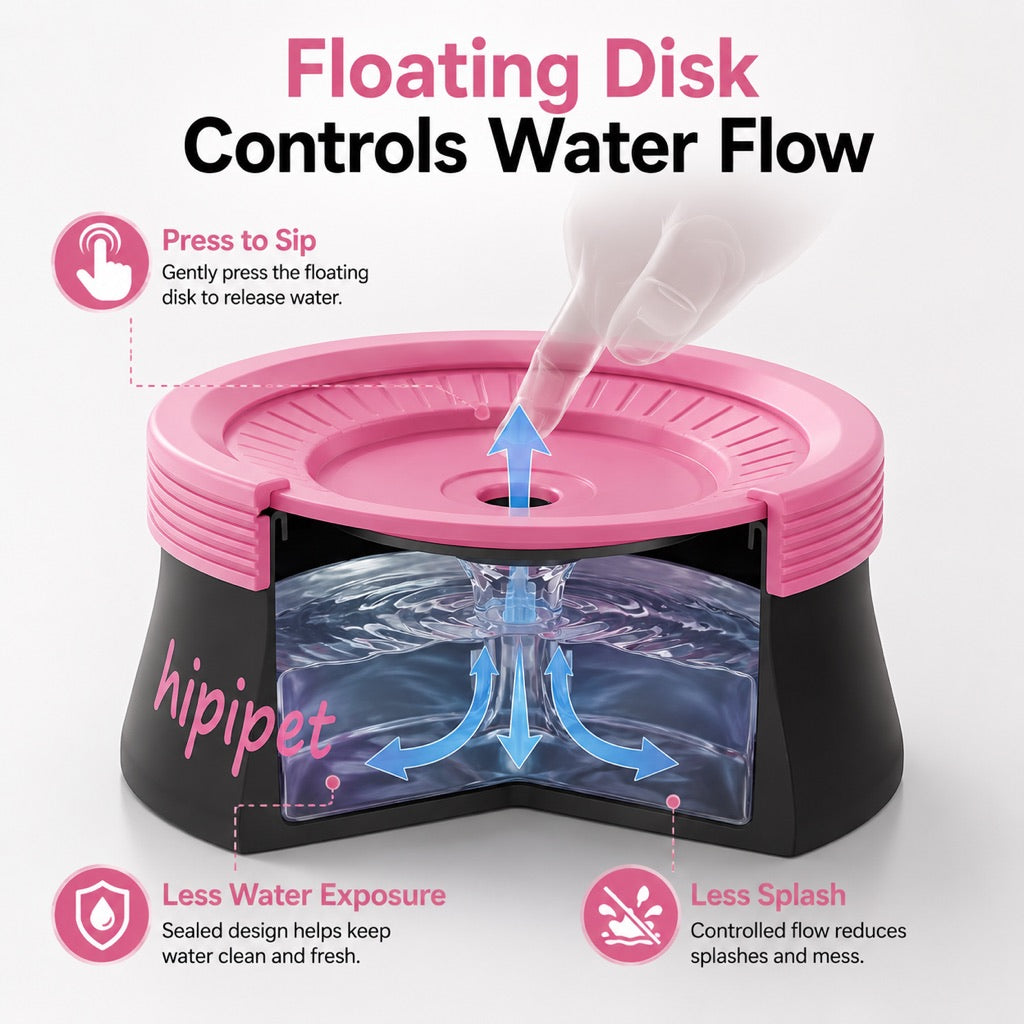 Malloren Frenchie No-Drip Floating Water Bowl for Indoor Daily Drinking - Helps Keep Muzzle Drier & Floors Cleaner