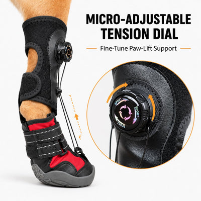 Malloren Adjustable Tension-Dial Dog Paw-Lift Support Boots – For Indoor Floors & Outdoor Walks, Paw Dragging & Scuffing Support