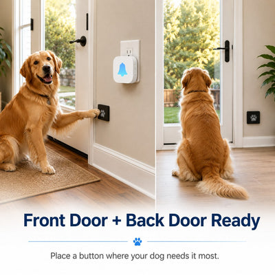 Malloren Wireless Dog Doorbell for Potty Training - Self-Powered Paw Button & Plug-In Chime to Help Dogs Ask to Go Outside