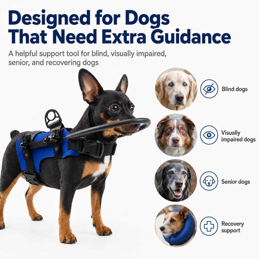 Malloren Adjustable Dog Bumper Ring Harness for Safer Home Walking - Helps Blind & Senior Dogs Avoid Wall & Furniture Bumps