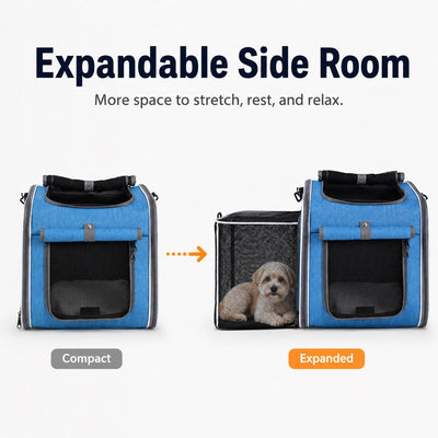 Malloren 4-in-1 Expandable Bike Pet Carrier Backpack for Cats &Small Dogs - Hands-Free Rides, Car Travel & Vet Trips with Extra Breathing Room