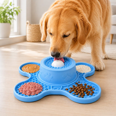 Malloren 3-in-1 Dog Lick Mat & Slow Feeder Bowl for Bath Time, Grooming & Home Alone - Helps Slow Fast Eating and Keep Pets Busy