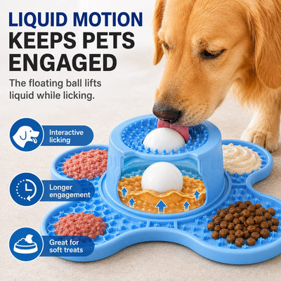 Malloren 3-in-1 Dog Lick Mat & Slow Feeder Bowl for Bath Time, Grooming & Home Alone - Helps Slow Fast Eating and Keep Pets Busy
