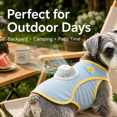 Malloren Cooling Fan Dog Summer Vest for Walks & Outdoor Heat Relief - Lightweight Sun Shirt for Small & Medium Dogs