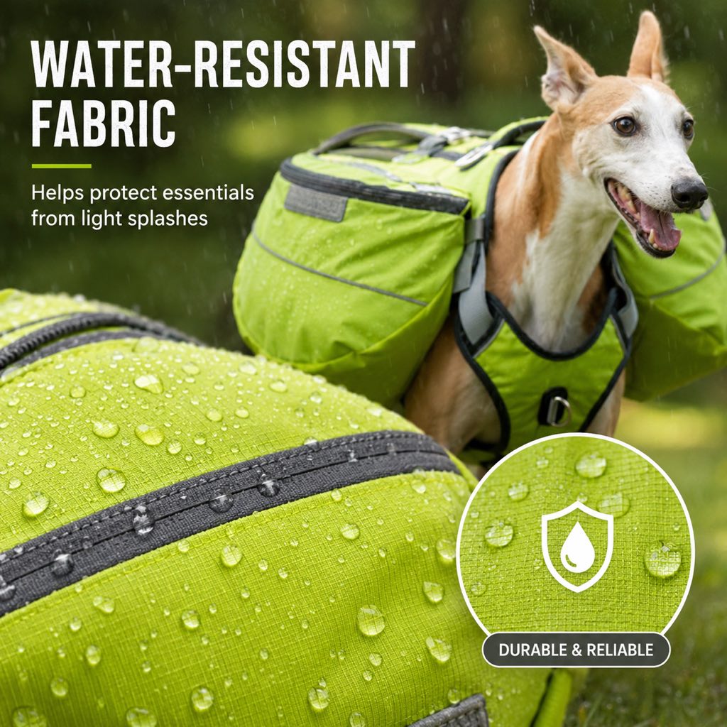 Malloren Dog Saddlebag Backpack Harness for Hiking & Camping - Hands-Free Storage for Water, Treats & Trail Essentials