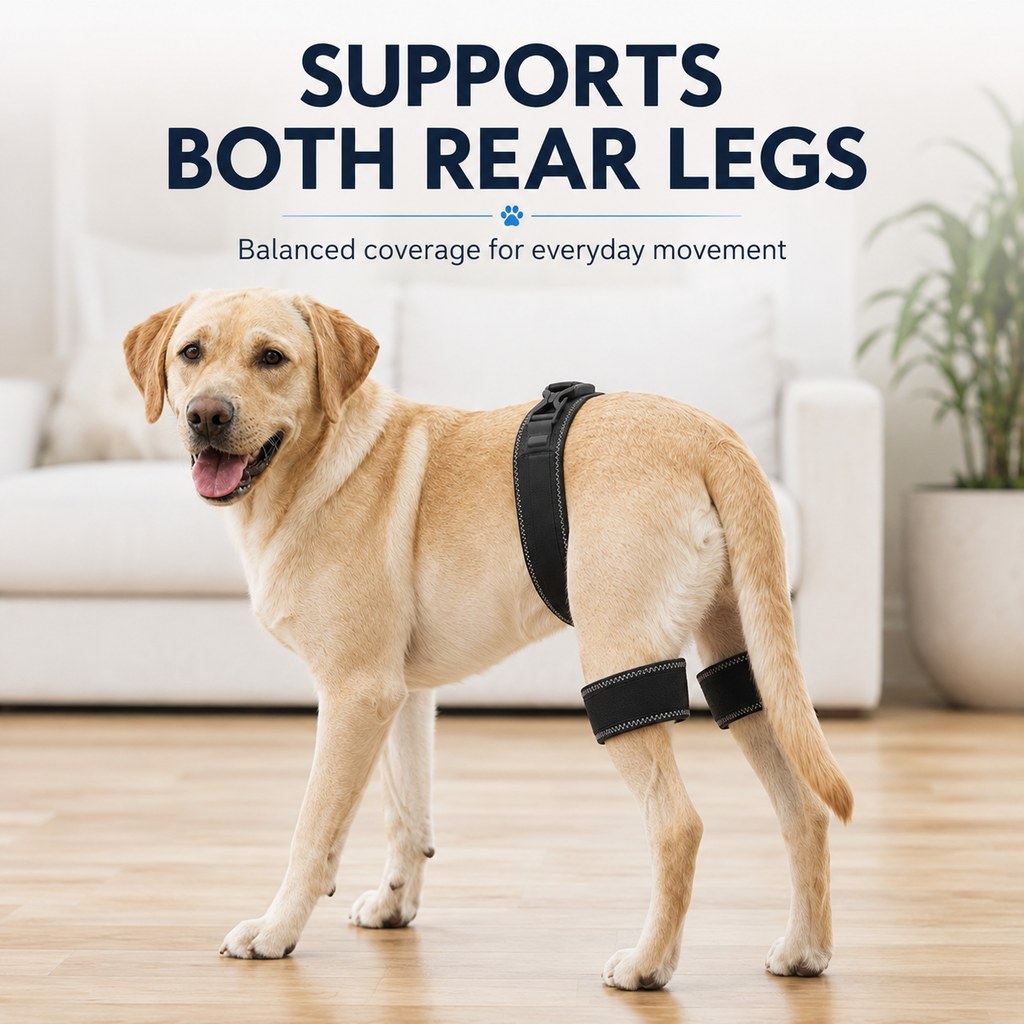 Malloren Dog Hip & Rear Leg Support Brace – Adjustable Dual Hind-Leg Stability Wrap for Senior Dogs, Hardwood Floors & Daily Walks