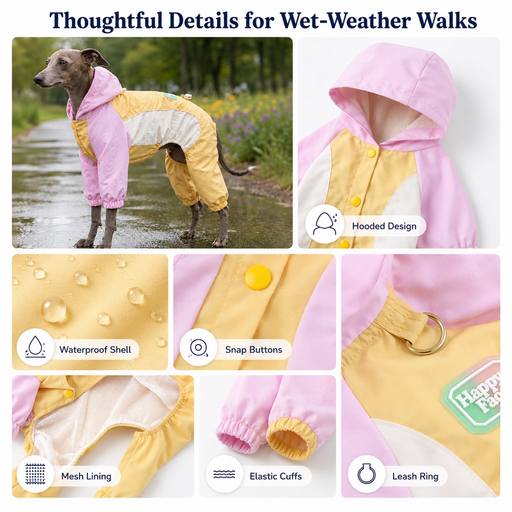 Malloren Waterproof Dog Rain Suit for Rainy Walks - Full-Body Mud & Splash Protection