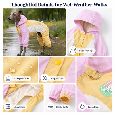 Malloren Waterproof Dog Rain Suit for Rainy Walks - Full-Body Mud & Splash Protection