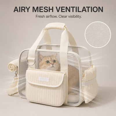 Malloren Breathable Mesh Pet Carrier Tote for Cats & Small Dogs - Comfortable Travel Bag for Cafes, Vet Visits & Daily Outings