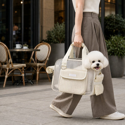 Malloren Breathable Mesh Pet Carrier Tote for Cats & Small Dogs - Comfortable Travel Bag for Cafes, Vet Visits & Daily Outings